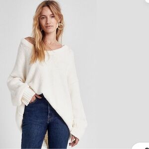 NWOT $128 Free People Brookside Tunic Sweater Scoop Neck Oversized  small